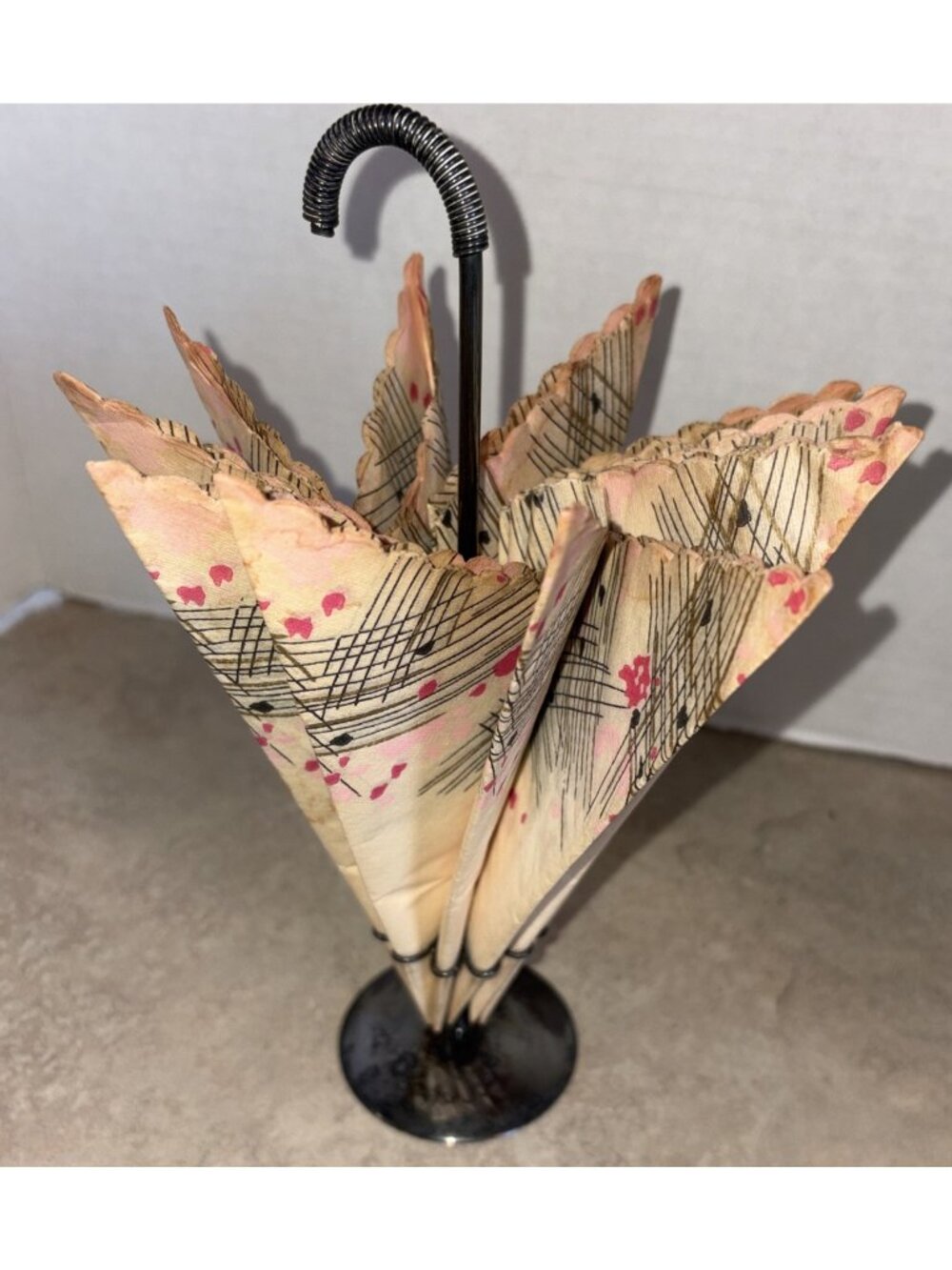 Vintage Silver Plated Umbrella-Shaped Napkin Holder Mid-Century Modern Shower